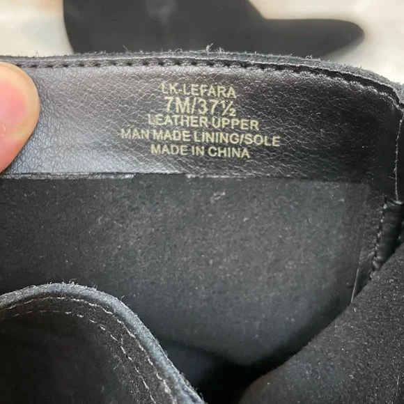 LUCKY BRAND Lefara Suede Black Slouch Ankle Bootie Boot 7 37.5 Western Leather - Picture 7 of 9